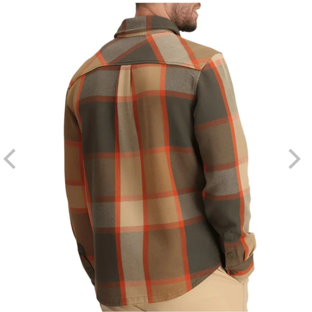 Plaid Button-Up Shirt in Green and Tan